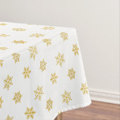 Elegant Golden Snowflake Pattern on White Tafelkleed (Voorbeeld)