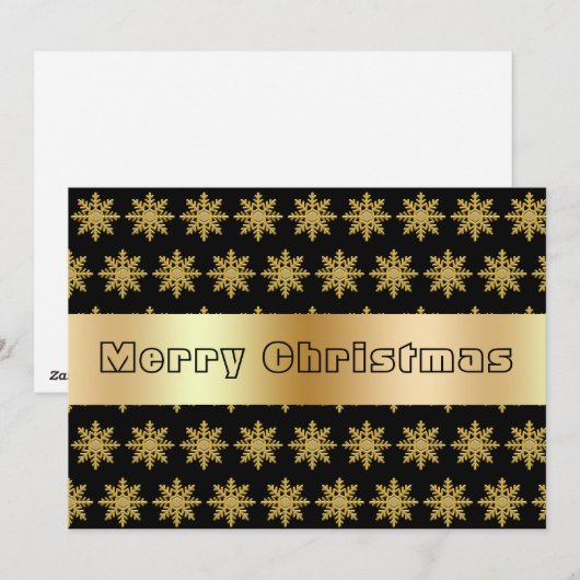 Elegant Golden Snowflakes Flat Holiday Kaart (Voorkant / Achterkant)