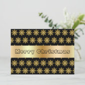 Elegant Golden Snowflakes Flat Holiday Kaart (Staand voorkant)