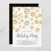 Elegant Golden Snowflakes Holiday Party Uitnodigin Kaart (Voorkant / Achterkant)