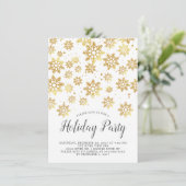 Elegant Golden Snowflakes Holiday Party Uitnodigin Kaart (Staand voorkant)