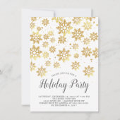 Elegant Golden Snowflakes Holiday Party Uitnodigin Kaart (Voorkant)