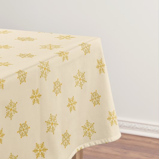 Elegant Golden Snowflakes op Light Champagne Beige Tafelkleed (Voorbeeld)