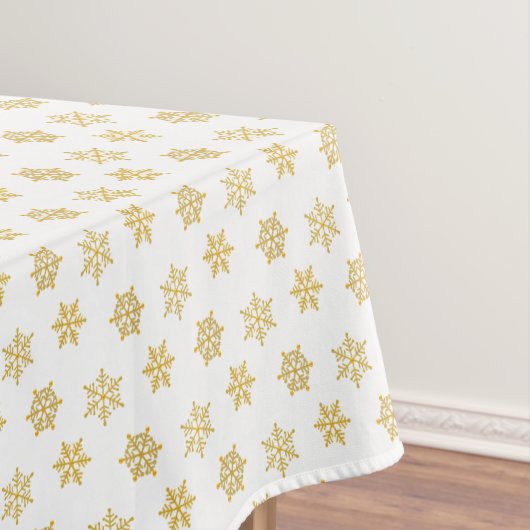 Elegant Golden Snowflakes op wit Tafelkleed (Voorbeeld)