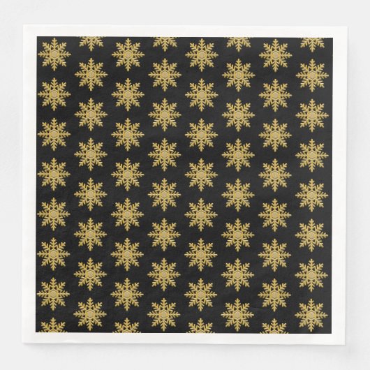 Elegant Golden Snowflakes Paper Napkin Servet (Voorkant)