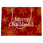 Elegant Golden Snowflakes Red Cute Merry kerst Groot Cadeauzakje (Voorkant)