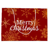 Elegant Golden Snowflakes Red Cute Merry kerst Groot Cadeauzakje (Achterkant)