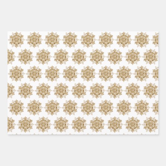 Elegant Golden Sparking Snowflakes Inpakpapier Vel (Voorkant 3)
