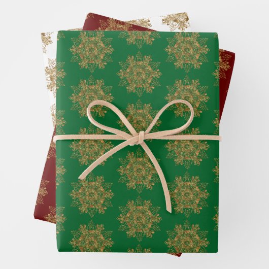 Elegant Golden Sparking Snowflakes Inpakpapier Vel (In situ)