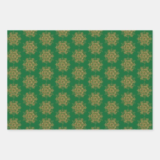 Elegant Golden Sparking Snowflakes Inpakpapier Vel (Voorkant)