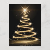 Elegant Golden Sparkle Christmas Tree Briefkaart (Voorkant)