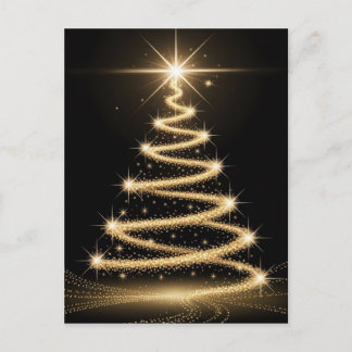 Elegant Golden Sparkle Christmas Tree Feestdagenkaart