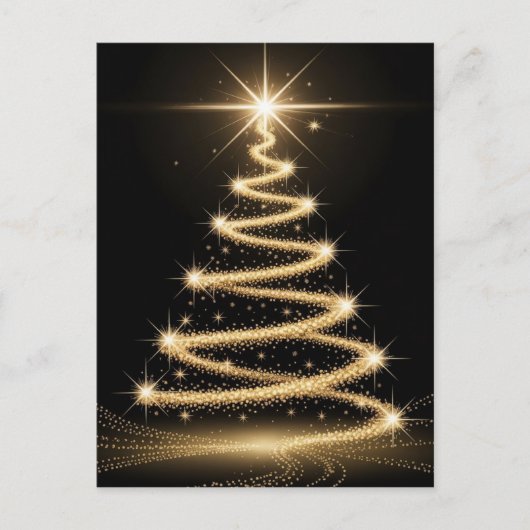Elegant Golden Sparkle Christmas Tree Feestdagenkaart (Voorkant)