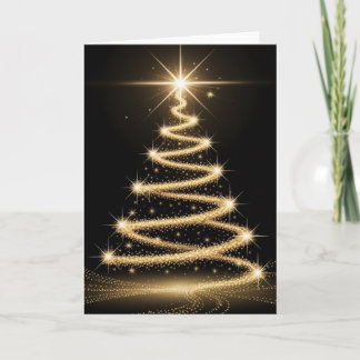 Elegant Golden Sparkle Christmas Tree Kaart