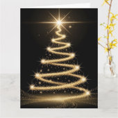 Elegant Golden Sparkle Christmas Tree Kaart (Gele Bloem)