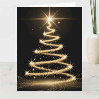 Elegant Golden Sparkle Christmas Tree Kaart