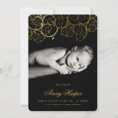 Elegant Golden Spirals Moderne Nieuwe Baby Foto ge Aankondiging (Voorkant)