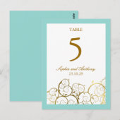 Elegant Golden Spirals Table Number Briefkaart (Voorkant / Achterkant)