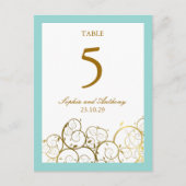 Elegant Golden Spirals Table Number Briefkaart (Voorkant)