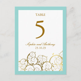 Elegant Golden Spirals Table Number Briefkaart