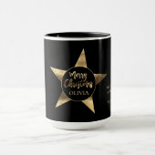 Elegant Golden Star Add Name Merry KerstBlack Mok (Midden)