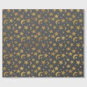 Elegant Golden Stars en Moon Gray Kraft Cadeaupapier (Vlak)