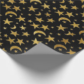 Elegant Golden Stars en Moon Wrapping Paper Cadeaupapier (Hoek)
