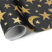 Elegant Golden Stars en Moon Wrapping Paper Cadeaupapier (Rol Hoek)