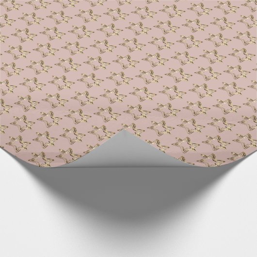 Elegant Golden Stars Kerstroze Rose Gold Cadeaupapier (Hoek)