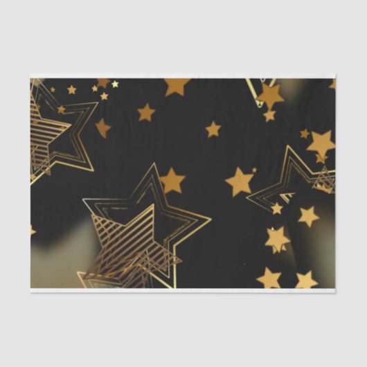 Elegant Golden Stars Merry Kerstmis Tissuepapier (Voorkant)
