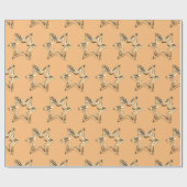 Elegant Golden Stars Pastel Oranje Kerstmis Cadeaupapier (Vlak)