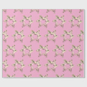 Elegant Golden Stars Pattern Roze Kerstmis Cadeaupapier (Vlak)