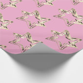 Elegant Golden Stars Pattern Roze Kerstmis Cadeaupapier (Hoek)