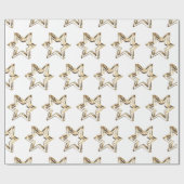 Elegant Golden Stars Pattern White Kerstmis Cadeaupapier (Vlak)
