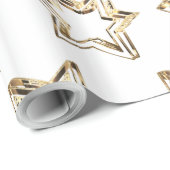 Elegant Golden Stars Pattern White Kerstmis Cadeaupapier (Rol Hoek)