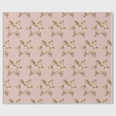 Elegant Golden Stars Roze kerstRoos Gold Cadeaupapier (Vlak)