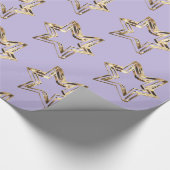 Elegant Golden Stars Zacht Paarse Kerstmis Cadeaupapier (Hoek)