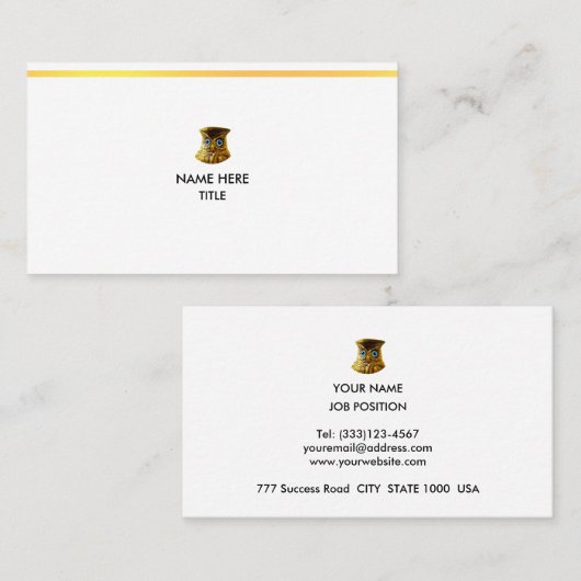 Elegant Golden Stripe in White Visitekaartje (Voorkant / Achterkant)