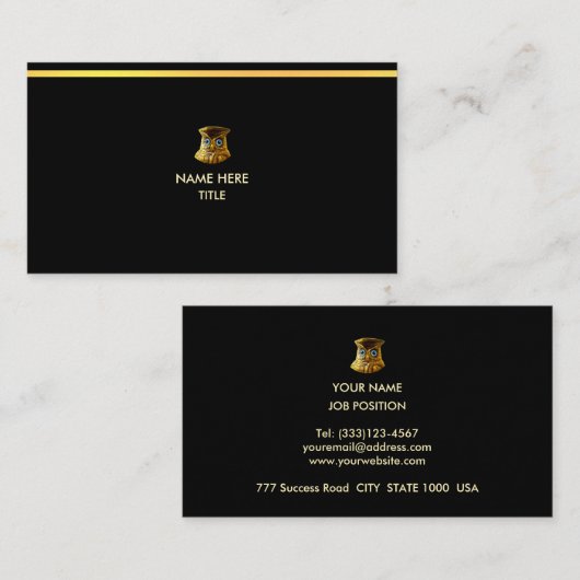 Elegant Golden Stripe op Black Visitekaartje (Voorkant / Achterkant)