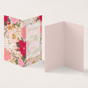 Elegant Golden Strokes Colorful Winter Floral Kaart