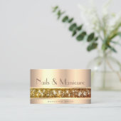 Elegant Golden Style met Glitter Stars Chic Nails Visitekaartje (Staand voorkant)