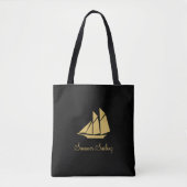 Elegant Golden Summer Sailing Yacht Tote Bag (Voorkant)