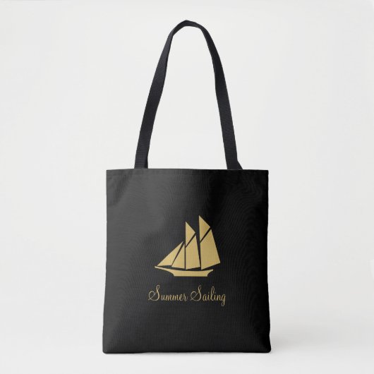 Elegant Golden Summer Sailing Yacht Tote Bag (Voorkant)