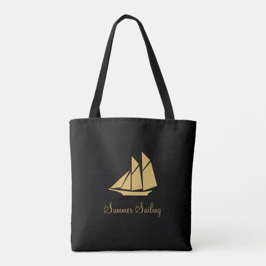 Elegant Golden Summer Sailing Yacht Tote Bag (Achterkant)