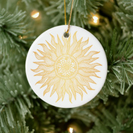 Elegant Golden Sun Mandala Keramisch Ornament