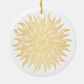Elegant Golden Sun Mandala Keramisch Ornament (Achterkant)