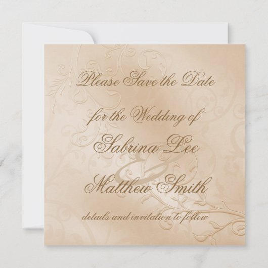 Elegant Golden Swans Formal Save the Date (Achterkant)