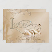 Elegant Golden Swans Formal Save the Date (Voorkant / Achterkant)