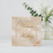 Elegant Golden Swans Formal Wedding Invitation Kaart (Staand voorkant)