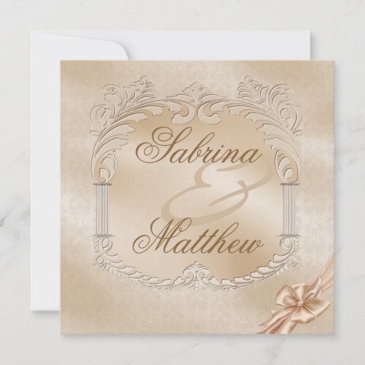 Elegant Golden Swans Formal Wedding Invitation Kaart (Voorkant)